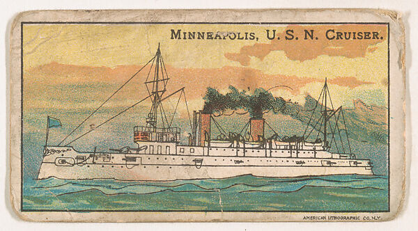 Minneapolis, U.S.N. Cruiser, from the Nation's Pride series (E4), Issued by Anonymous, American, 20th century, Commercial color lithograph 