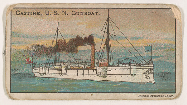 Castine, U.S.N. Gunboat, from the Nation's Pride series (E4), Issued by Anonymous, American, 20th century, Commercial color lithograph 