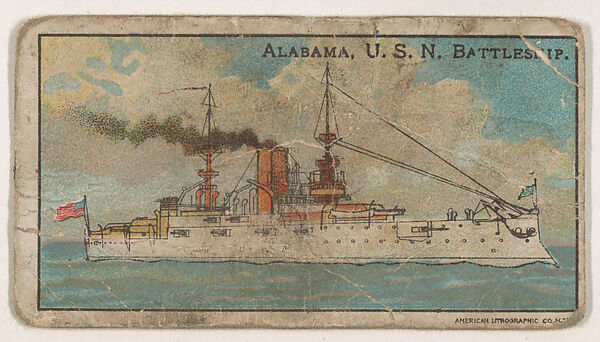 Alabama, U.S.N. Battleship, from the Nation's Pride series (E4), Issued by Anonymous, American, 20th century, Commercial color lithograph 