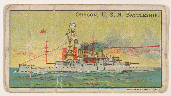 Oregon, U.S.N. Battleship, from the Nation's Pride series (E4), Issued by Anonymous, American, 20th century, Commercial color lithograph 