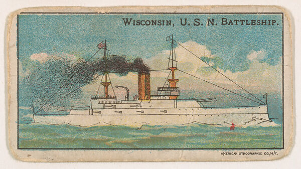 Wisconsin, U.S.N. Battleship, from the Nation's Pride series (E4), Issued by Anonymous, American, 20th century, Commercial color lithograph 