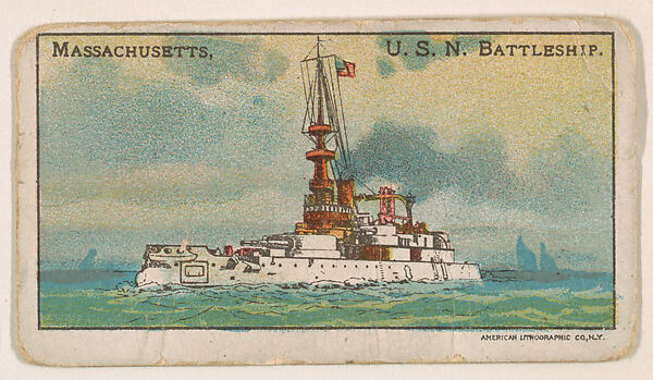 Massachusetts, U.S.N. Battleship, from the Nation's Pride series (E4), Issued by Anonymous, American, 20th century, Commercial color lithograph 