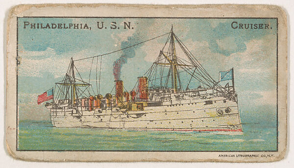 Philadelphia, U.S.N. Cruiser, from the Nation's Pride series (E4), Issued by Anonymous, American, 20th century, Commercial color lithograph 