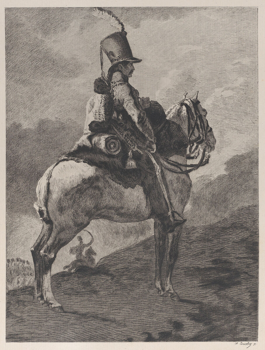 Trumpeter of the Hussars on Horseback, Charles Courtry (French, Paris 1846–1897 Paris), Etching