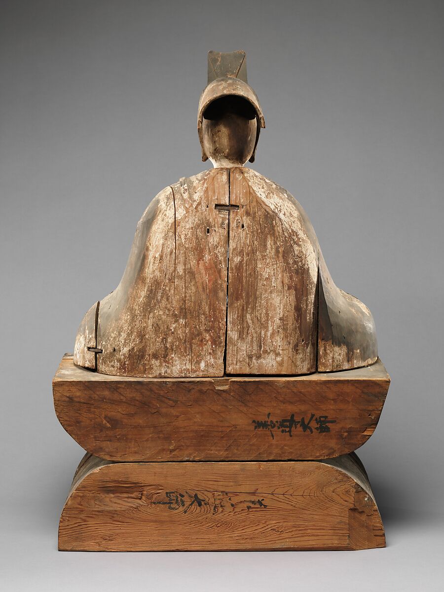 Shandao, Wood, with traces of color and gilt and inset glass eyes, Japan