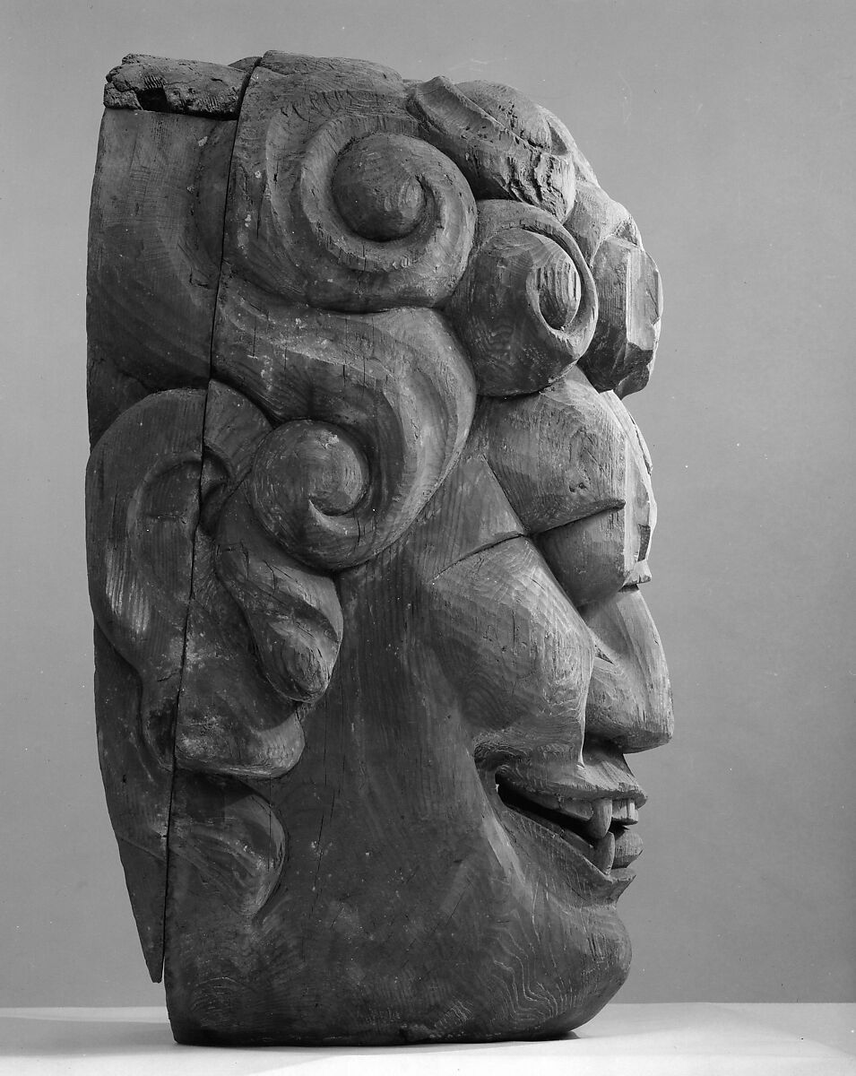 Head from Colossal Statue of Guardian, Wood, iron staples, Japan