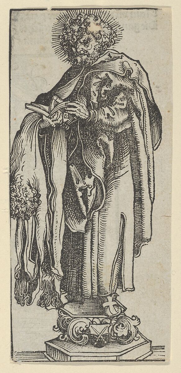 Silver Statuette of St. Bartholomew from the Wittenberg Reliquaries, Lucas Cranach the Elder (German, Kronach 1472–1553 Weimar), Woodcut 