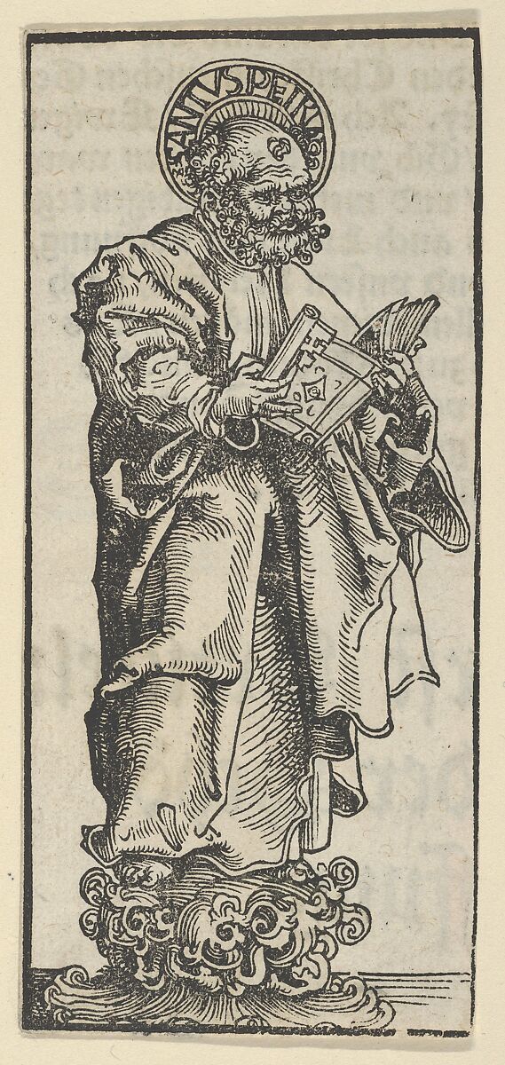 Silver Statuette of St. Peter from the Wittenberg Reliquaries, Lucas Cranach the Elder (German, Kronach 1472–1553 Weimar), Woodcut 