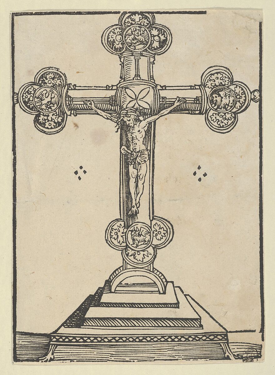 A Silver-Gilt Cross with Christ Crucified, from the "Wittenberg Reliquaries", Lucas Cranach the Elder (German, Kronach 1472–1553 Weimar), Woodcut 
