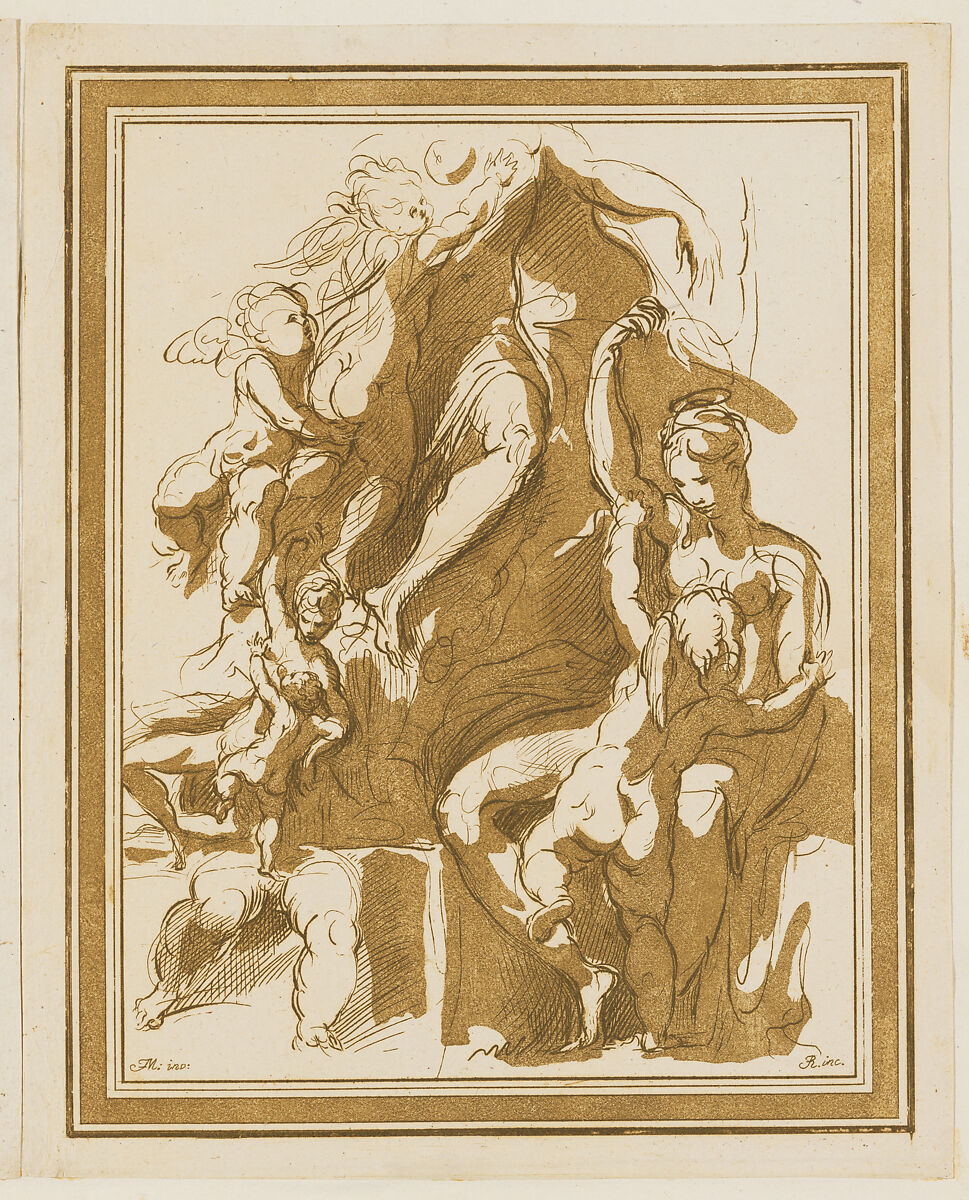Study of Venus and Cupid, from Prove di Vari Rami Inediti [...], Francesco Rosaspina (Italian, Montescudo 1762–1841 Bologna), Etching and aquatint with brown ink 