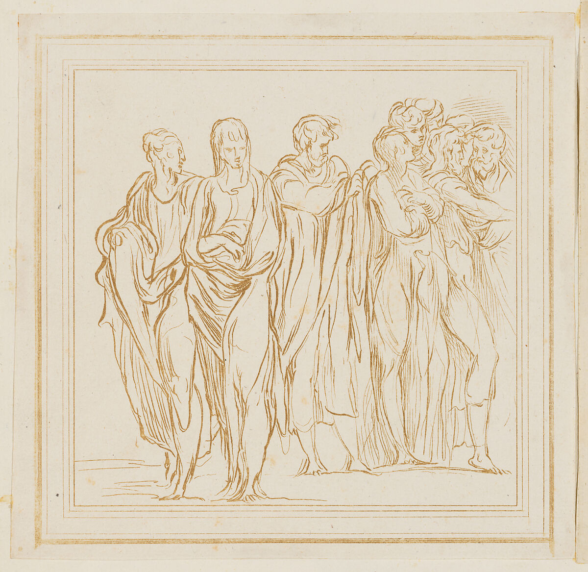 Six Apostles Looking Backwards, from Prove di Vari Rami Inediti [...], Francesco Rosaspina (Italian, Montescudo 1762–1841 Bologna), Etching; counterproof 