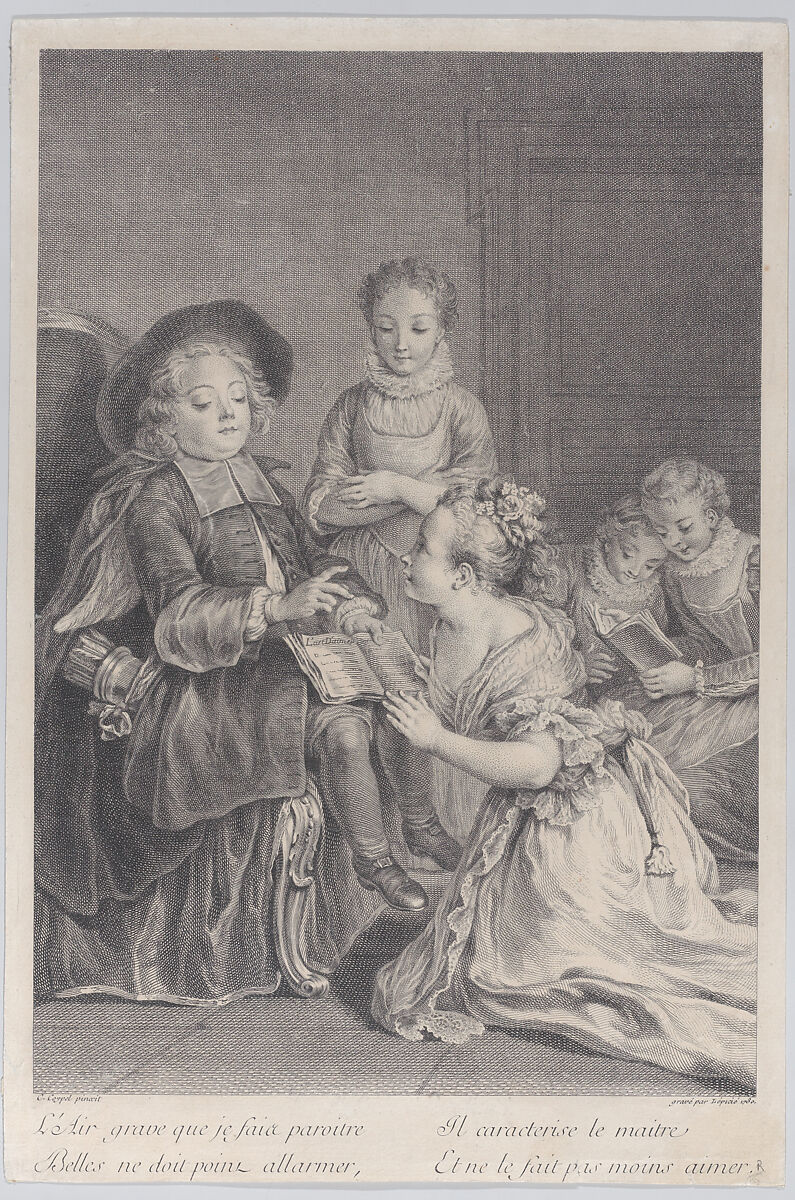 Cupid teaching (L'Amour-Précepteur), Bernard Lepicié (French, Paris 1698–1755 Paris), Engraving 