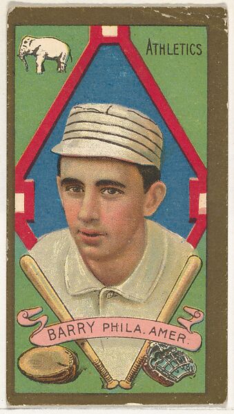 John J. Barry, Philadelphia, American League, from the "Baseball Series" (Gold Borders) set (T205) issued by the American Tobacco Company, Issued by the American Tobacco Company, Commercial color lithograph 