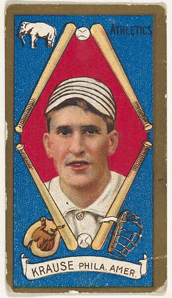 Harry Krause, Philadelphia, American League, from the "Baseball Series" (Gold Borders) set (T205) issued by the American Tobacco Company, Issued by the American Tobacco Company, Commercial color lithograph 