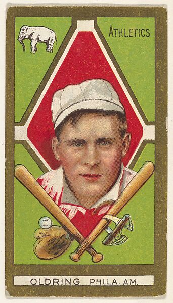Reuben Oldring, Philadelphia, American League, from the "Baseball Series" (Gold Borders) set (T205) issued by the American Tobacco Company, Issued by the American Tobacco Company, Commercial color lithograph 