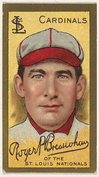 Roger Bresnahan, St. Louis Cardinals, National League, from the "Baseball Series" (Gold Borders) set (T205) issued by the American Tobacco Company, Issued by the American Tobacco Company, Commercial color lithograph 