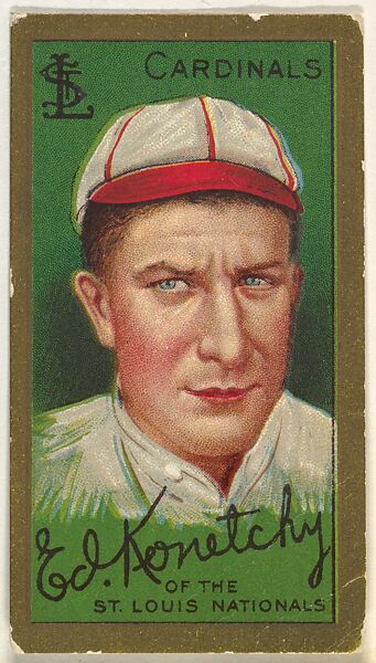 Ed Konetchy, St. Louis Cardinals, National League, from the "Baseball Series" (Gold Borders) set (T205) issued by the American Tobacco Company, Issued by the American Tobacco Company, Commercial color lithograph 