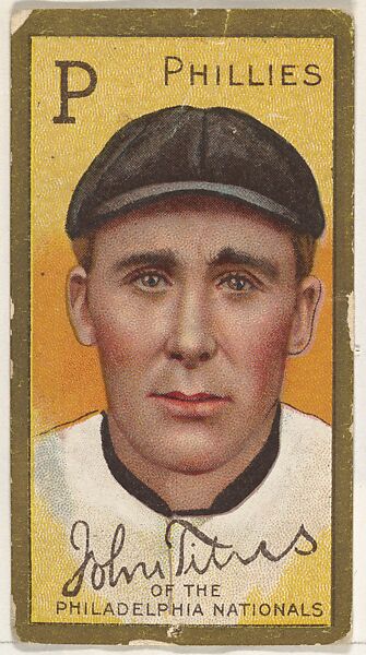 John Titus, Philadelphia Phillies, National League, from the "Baseball Series" (Gold Borders) set (T205) issued by the American Tobacco Company, Issued by the American Tobacco Company, Commercial color lithograph 