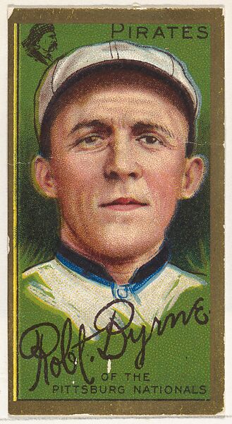 Robert Byrne, Pittsburgh Pirates, National League, from the "Baseball Series" (Gold Borders) set (T205) issued by the American Tobacco Company, Issued by the American Tobacco Company, Commercial color lithograph 
