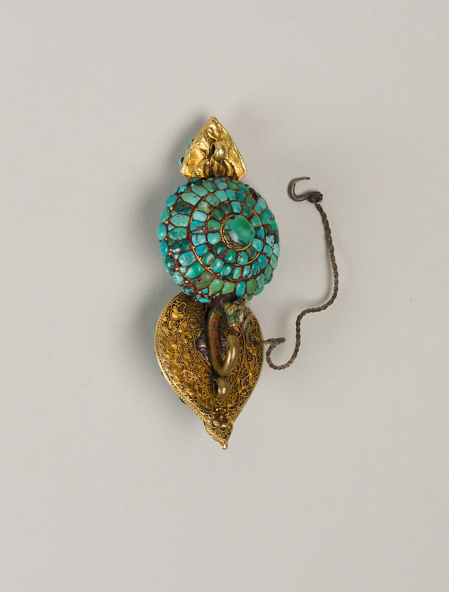 Woman's Earring, Gold and turquoise, Tibet, Lhasa area