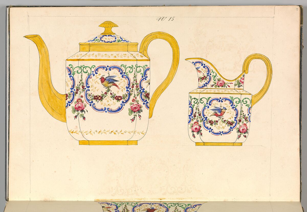 Porcelain Designs, Anonymous, French, 19th century, Watercolor, pen and ink
