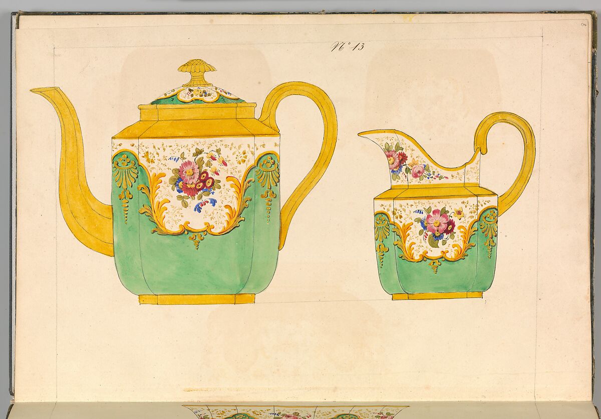 Porcelain Designs, Anonymous, French, 19th century, Watercolor, pen and ink