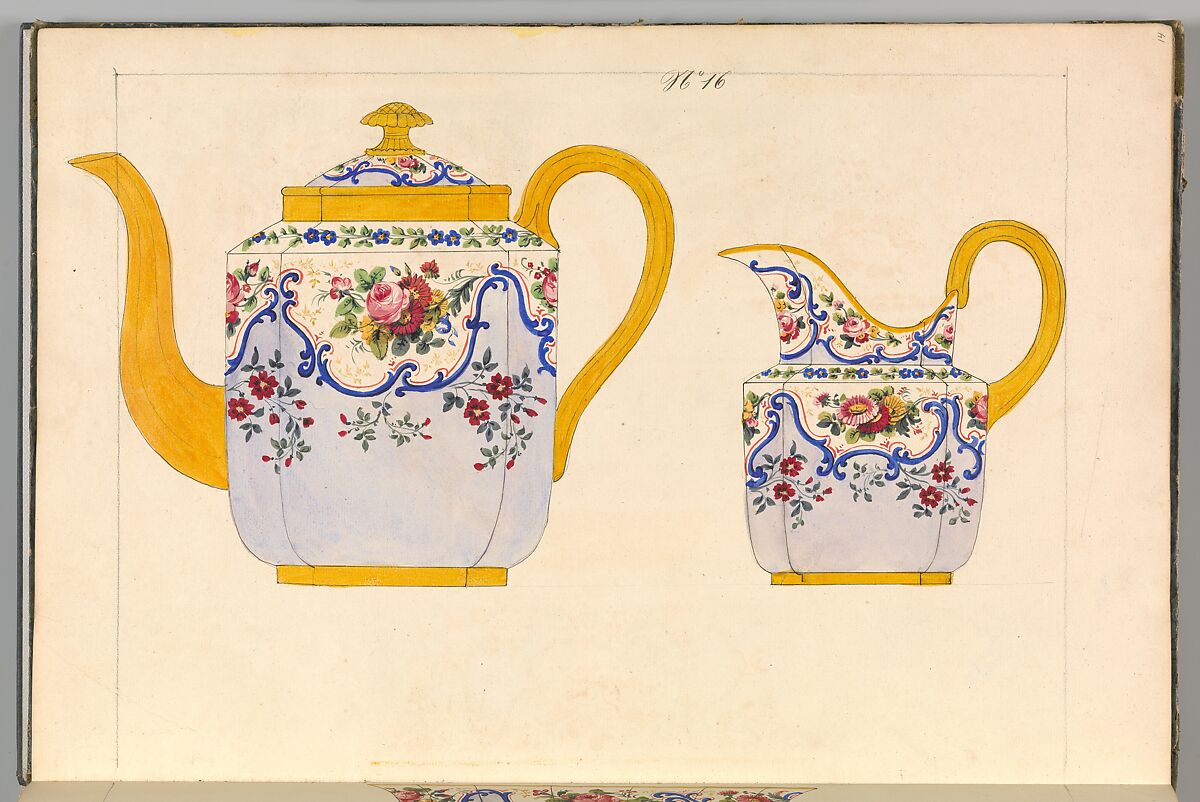Porcelain Designs, Anonymous, French, 19th century, Watercolor, pen and ink