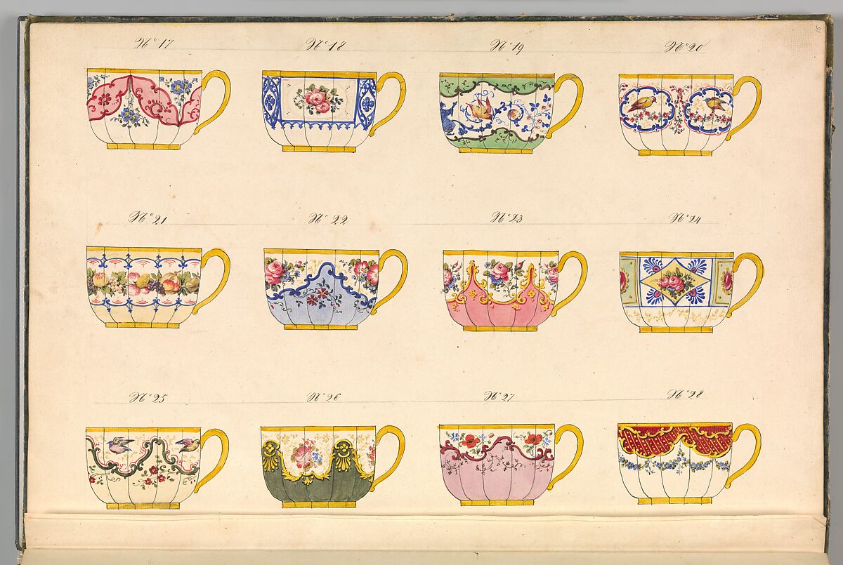 Porcelain Designs, Anonymous, French, 19th century, Watercolor, pen and ink