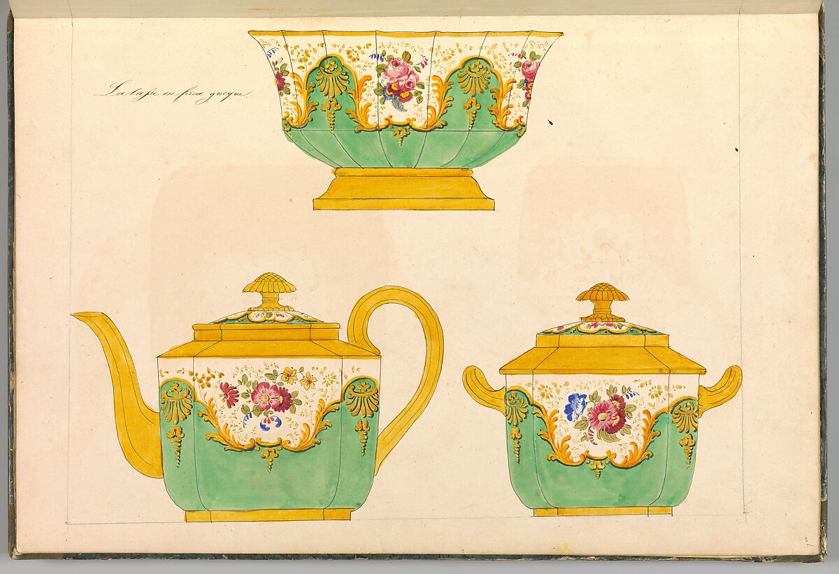 Porcelain Designs, Anonymous, French, 19th century, Watercolor, pen and ink
