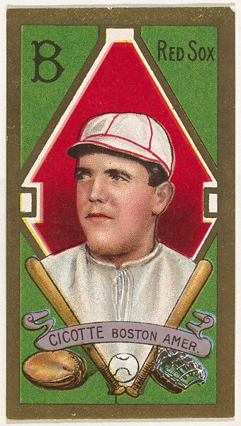 Edward Cicotte, Boston Red Sox, American League, from the "Baseball Series" (Gold Borders) set (T205) issued by the American Tobacco Company, Issued by the American Tobacco Company, Commercial color lithograph 