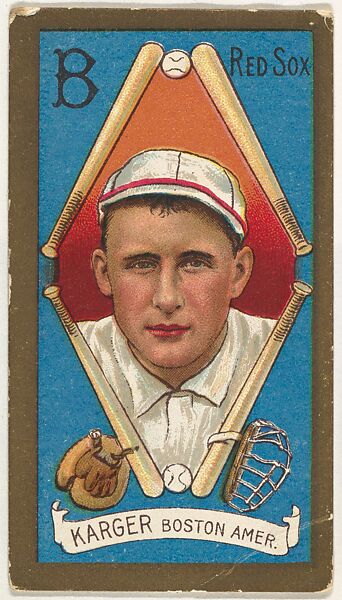 Edward Karger, Boston Red Sox, American League, from the "Baseball Series" (Gold Borders) set (T205) issued by the American Tobacco Company, Issued by the American Tobacco Company, Commercial color lithograph 