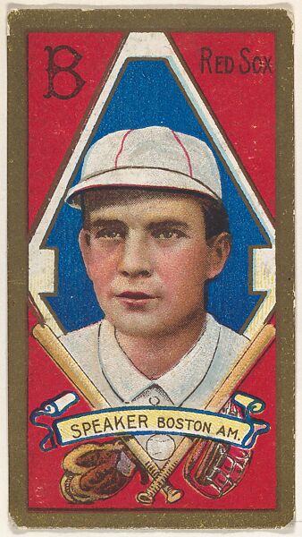 Tris Speaker, Boston Red Sox, American League, from the "Baseball Series" (Gold Borders) set (T205) issued by the American Tobacco Company, American Tobacco Company, Commercial color lithograph