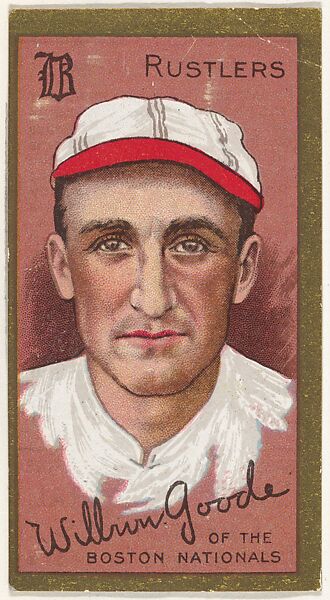 Wilbur Goode, Boston Rustlers, National League, from the "Baseball Series" (Gold Borders) set (T205) issued by the American Tobacco Company, American Tobacco Company, Commercial color lithograph