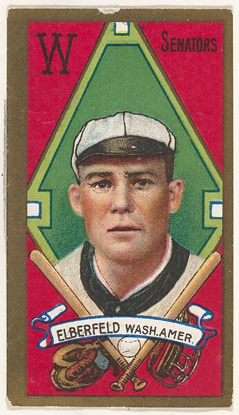 Norman Elberfeld, Washington Senators, American League, from the "Baseball Series" (Gold Borders) set (T205) issued by the American Tobacco Company, Issued by the American Tobacco Company, Commercial color lithograph 