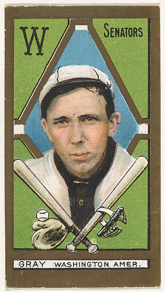 Gray, Washington Senators, American League, from the "Baseball Series" (Gold Borders) set (T205) issued by the American Tobacco Company, Issued by the American Tobacco Company, Commercial color lithograph 