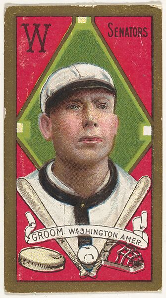 Issued by the American Tobacco Company, Robert Groom, Washington Senators,  American League, from the Baseball Series (Gold Borders) set (T205)  issued by the American Tobacco Company