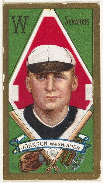 Walter Johnson, Washington Senators, American League, from the "Baseball Series" (Gold Borders) set (T205) issued by the American Tobacco Company, American Tobacco Company, Commercial color lithograph