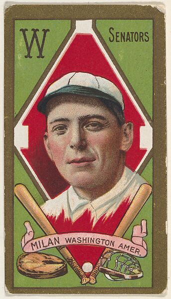 J. Clyde Milan, Washington Senators, American League, from the "Baseball Series" (Gold Borders) set (T205) issued by the American Tobacco Company, Issued by the American Tobacco Company, Commercial color lithograph 