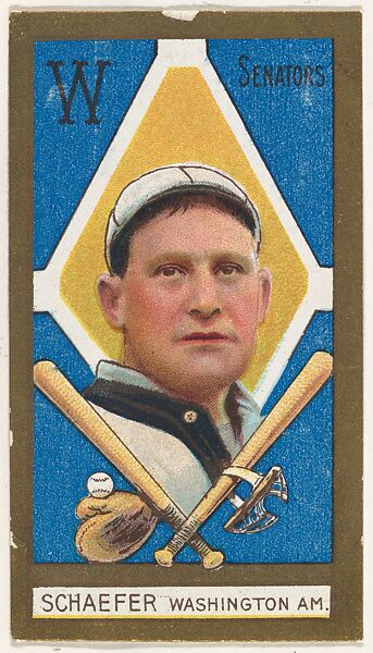 Herman Schaefer, Washington Senators, American League, from the "Baseball Series" (Gold Borders) set (T205) issued by the American Tobacco Company, American Tobacco Company, Commercial color lithograph