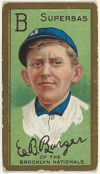 Edward B. Barger, Brooklyn Superbas, National League, from the "Baseball Series" (Gold Borders) set (T205) issued by the American Tobacco Company, Issued by the American Tobacco Company, Commercial color lithograph 