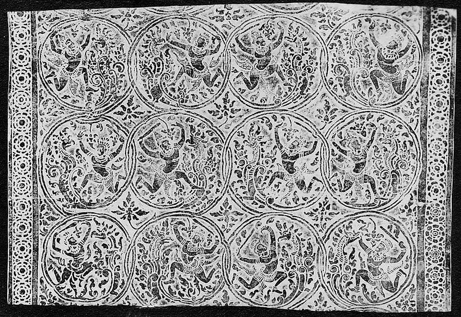 Rubbing of Apsarases (Dancers), Ink on paper, Cambodia 