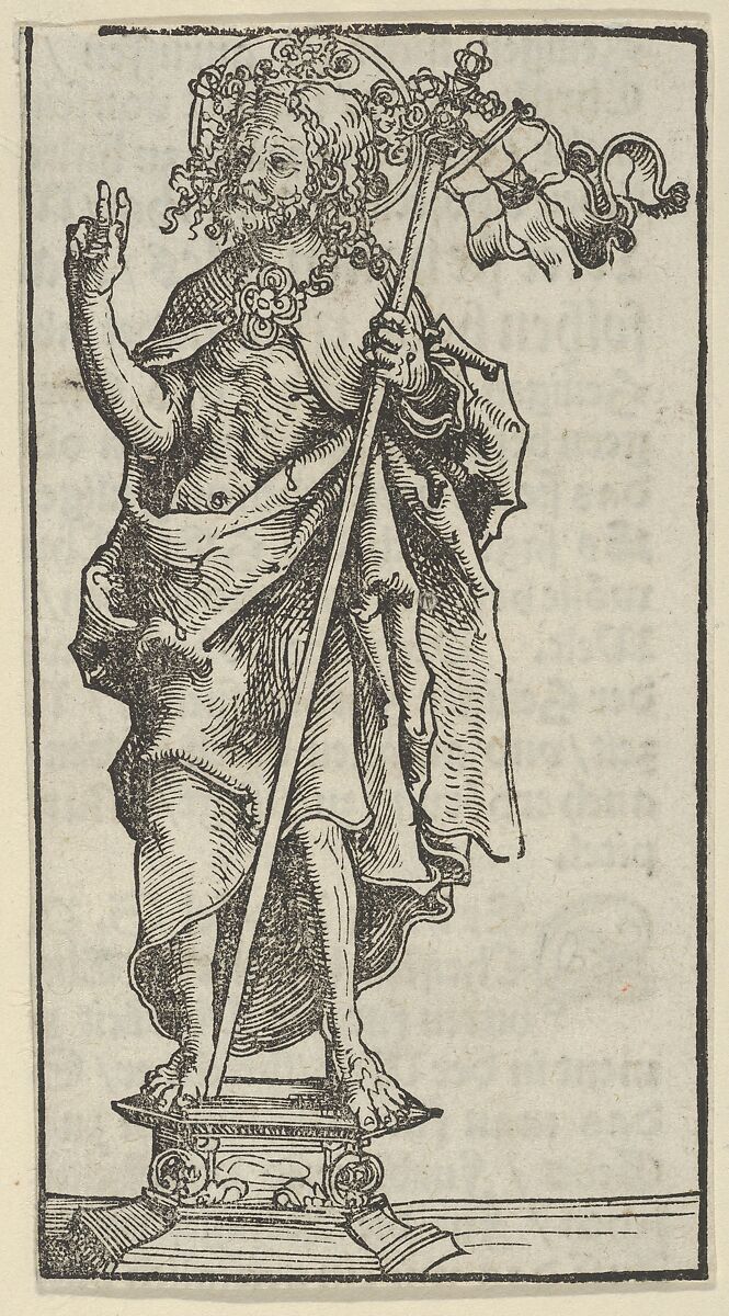 A Silver Statuette of the Risen Christ, from the Wittenberg Reliquaries, Lucas Cranach the Elder (German, Kronach 1472–1553 Weimar), Woodcut; first state of two (Hollstein) 