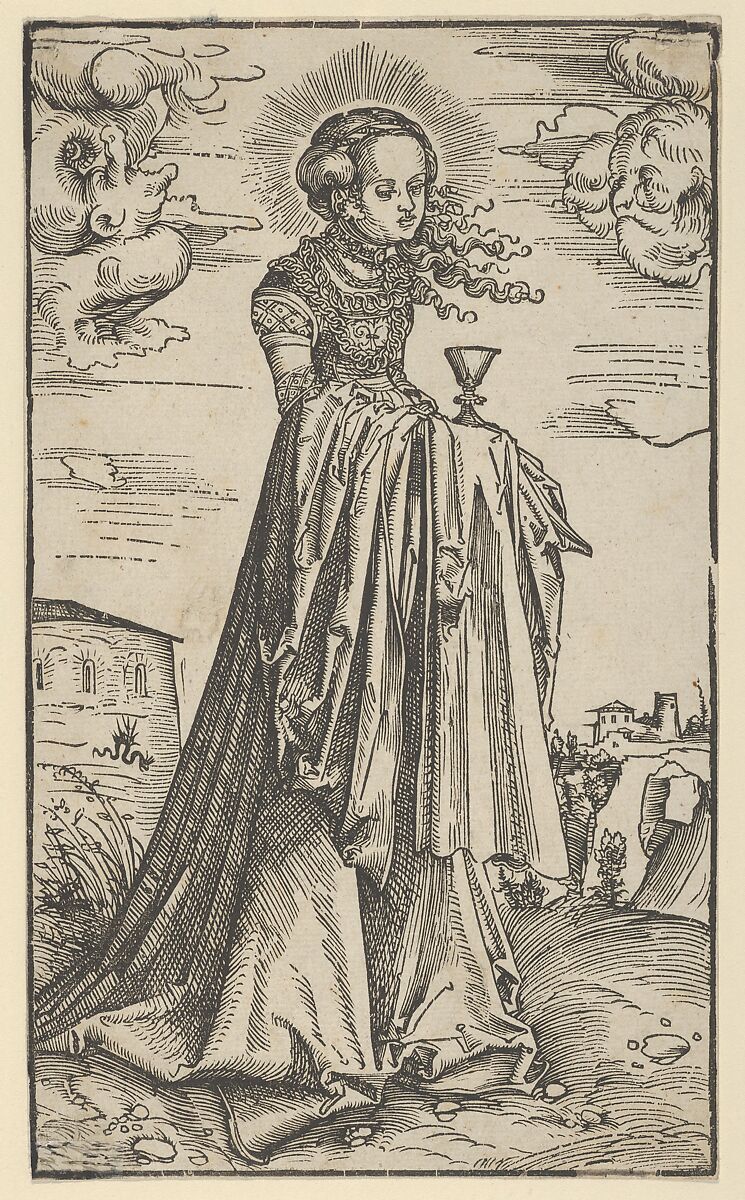 St. Barbara, Lucas Cranach the Elder (German, Kronach 1472–1553 Weimar), Woodcut 