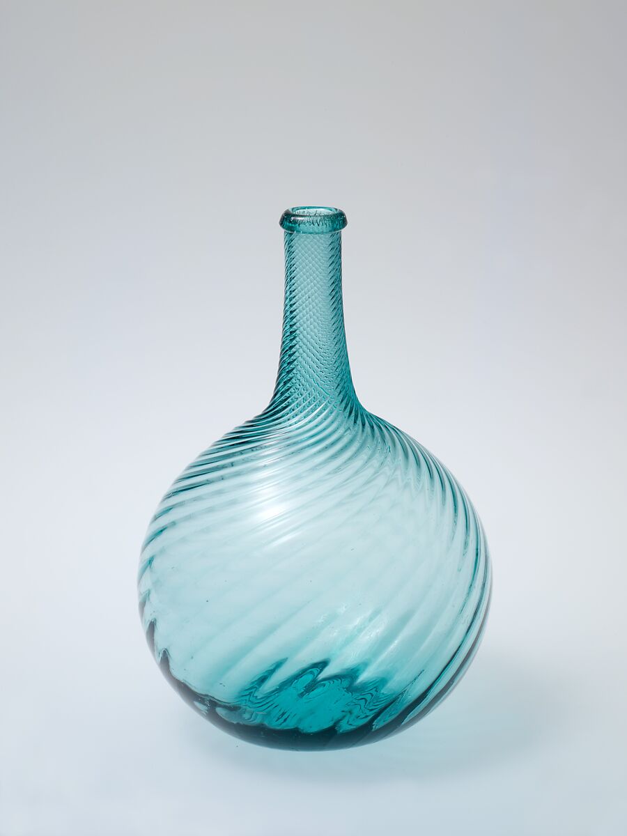 Bottle, Blown, pattern-molded glass, American 