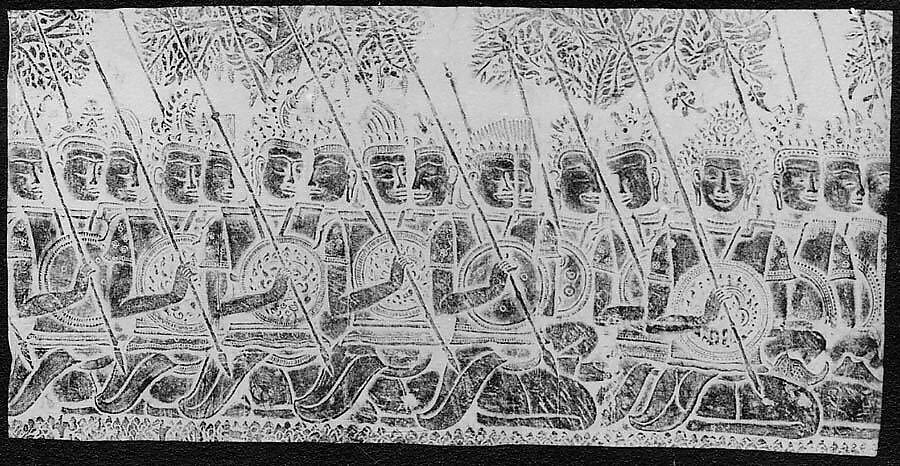 Rubbing of a Defiling Army, Ink on paper, Cambodia 