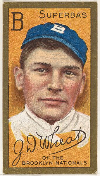 J.D. Wheat, Brooklyn Superbas, National League, from the "Baseball Series" (Gold Borders) set (T205) issued by the American Tobacco Company, Issued by the American Tobacco Company, Commercial color lithograph 