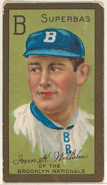 Irwin H. Wilhelm, Brooklyn Superbas, National League, from the "Baseball Series" (Gold Borders) set (T205) issued by the American Tobacco Company, Issued by the American Tobacco Company, Commercial color lithograph 
