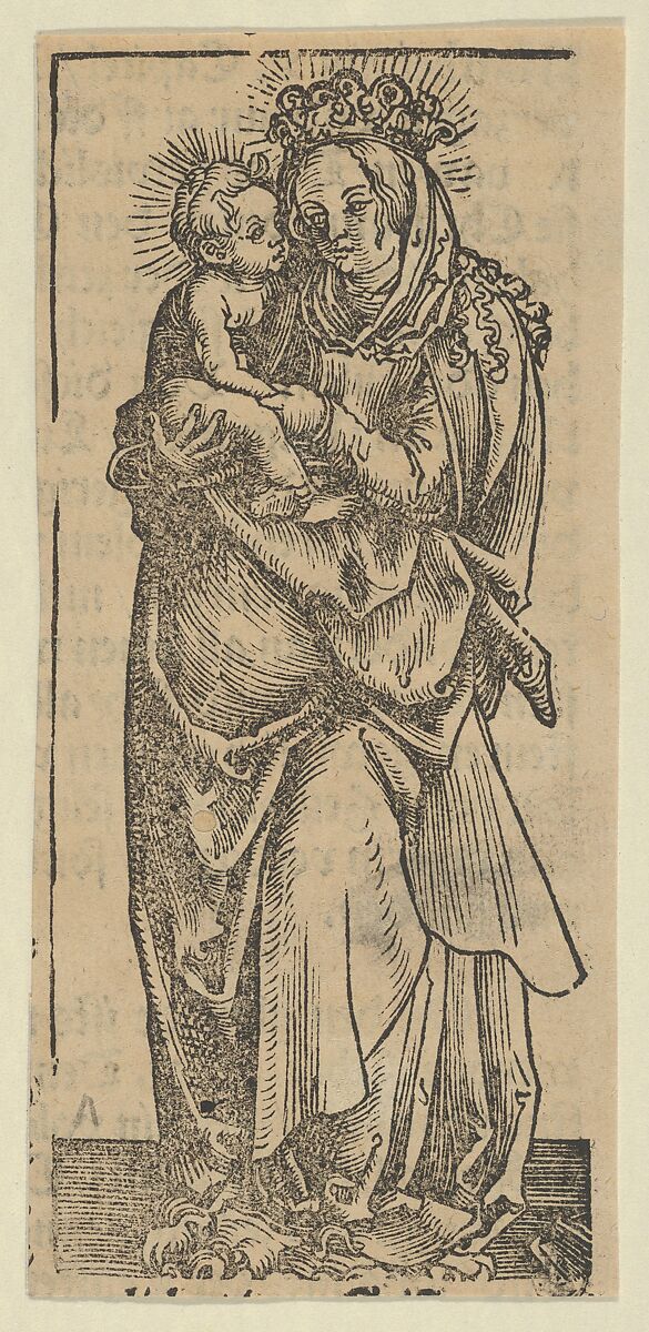 The Virgin and Child Standing, from "Wittenberg Reliquaries", Lucas Cranach the Elder (German, Kronach 1472–1553 Weimar), Woodcut 
