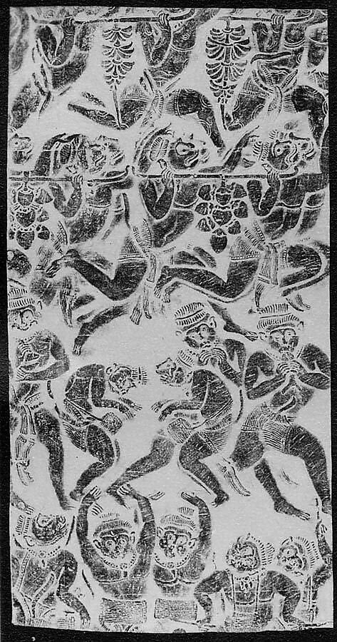 Rubbing of Monkeys, Ink on paper, Cambodia 