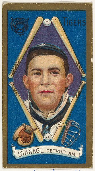 Stanage, Detroit Tigers, American League, from the "Baseball Series" (Gold Borders) set (T205) issued by the American Tobacco Company, Issued by the American Tobacco Company, Commercial color lithograph 